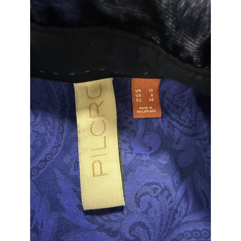 Pilcro Anthropologie Button Up Shirt Women US 6 Blue Velvet Abstract Top - Picture 5 of 12